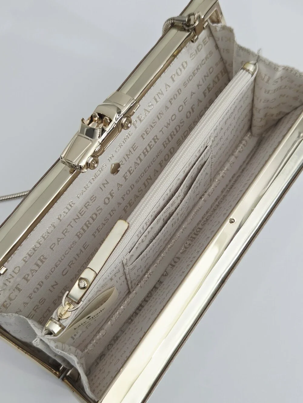 KATE SPADE WEDDING BELLES MR AND MRS LICENSE PLATE CLUTCH CROSSBODY CHAIN BAG